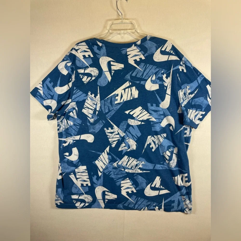 Nike The Nike Tee Blue All Over Logo Graphic T Shirt Men’s XXL Cotton